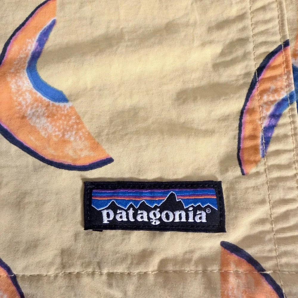 Patagonia Mens Medium Baggies Shorts Yellow Melon Print Swim Trunks STY57021SP20